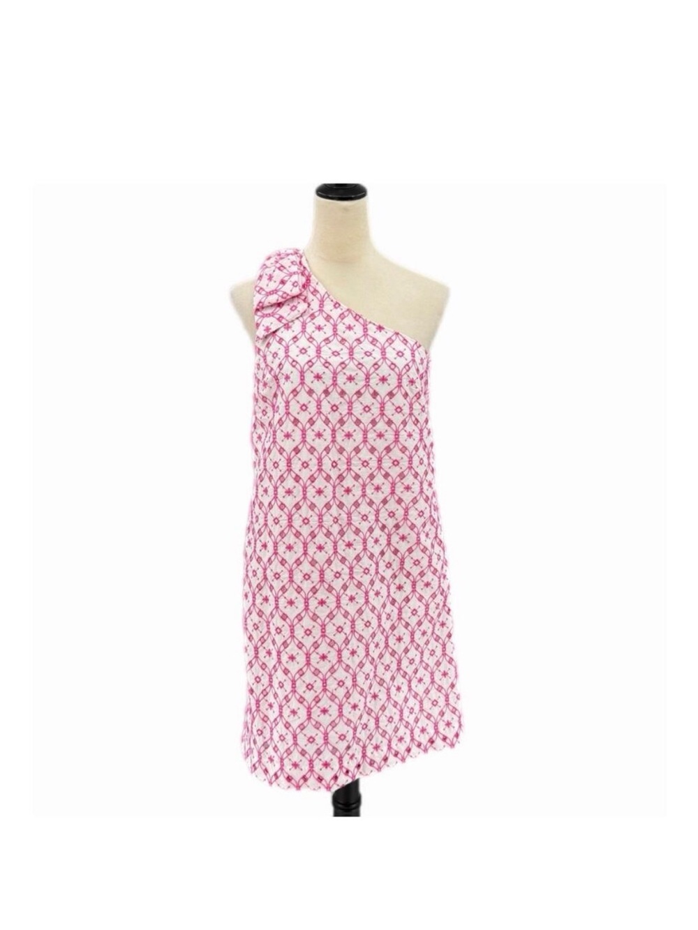 J. Crew Factory Pink One-Shoulder Patterned Shift Dress